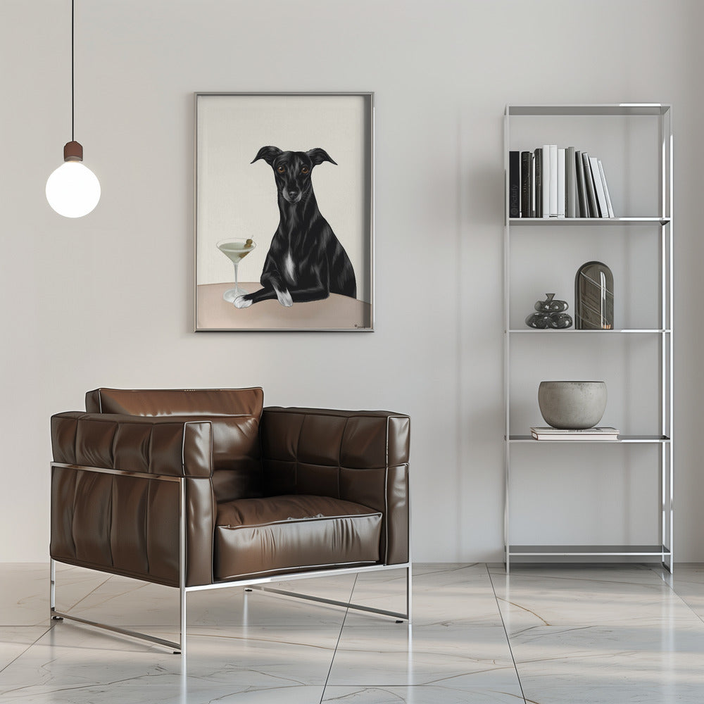 Poster - Classy Greyhound with Martini