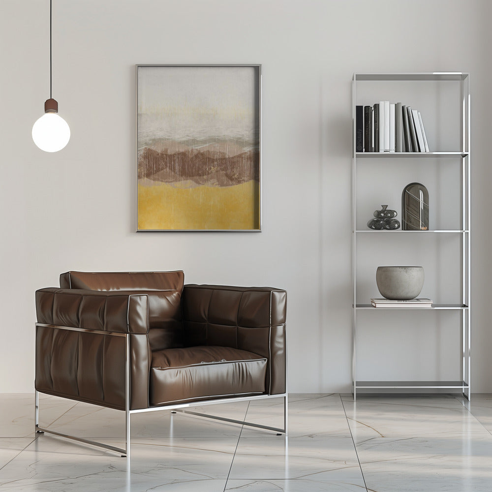 Poster - Coastal landscape with beach and sea in earth tones