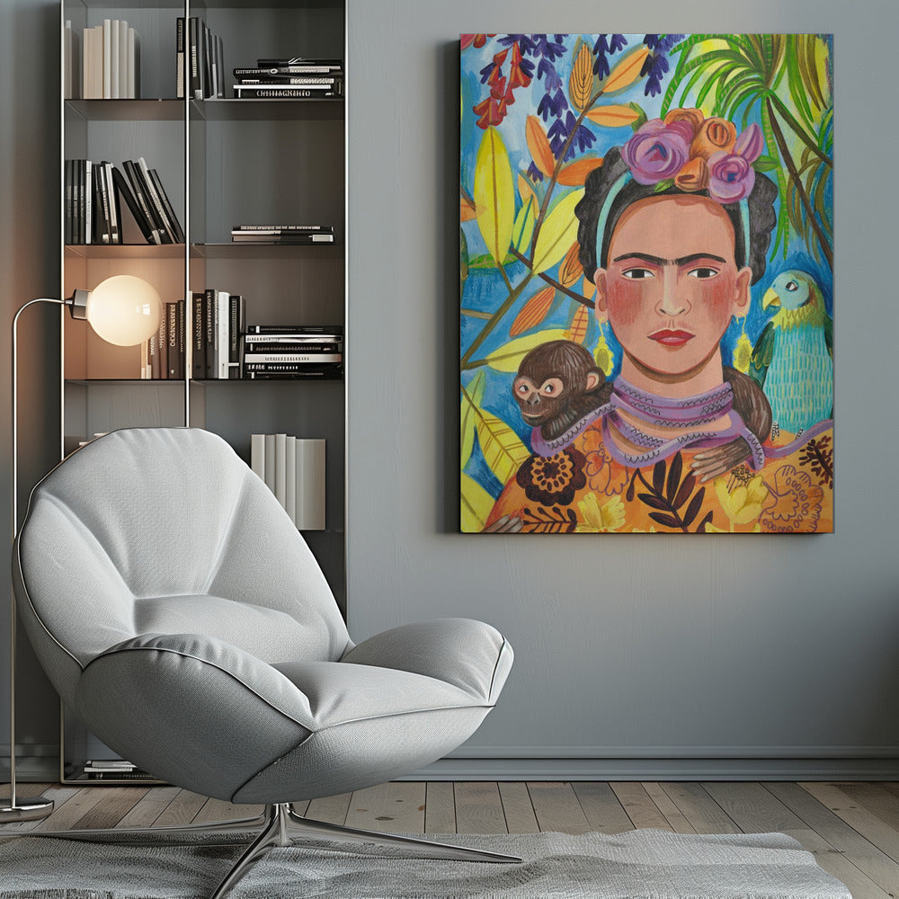 Canvas - Frida and her parrots