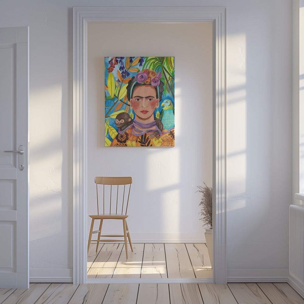 Canvas - Frida and her parrots