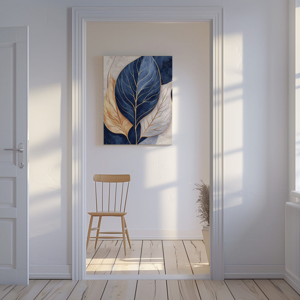 Canvas - Abstract Leaves in Blues 2 - Admen.dk