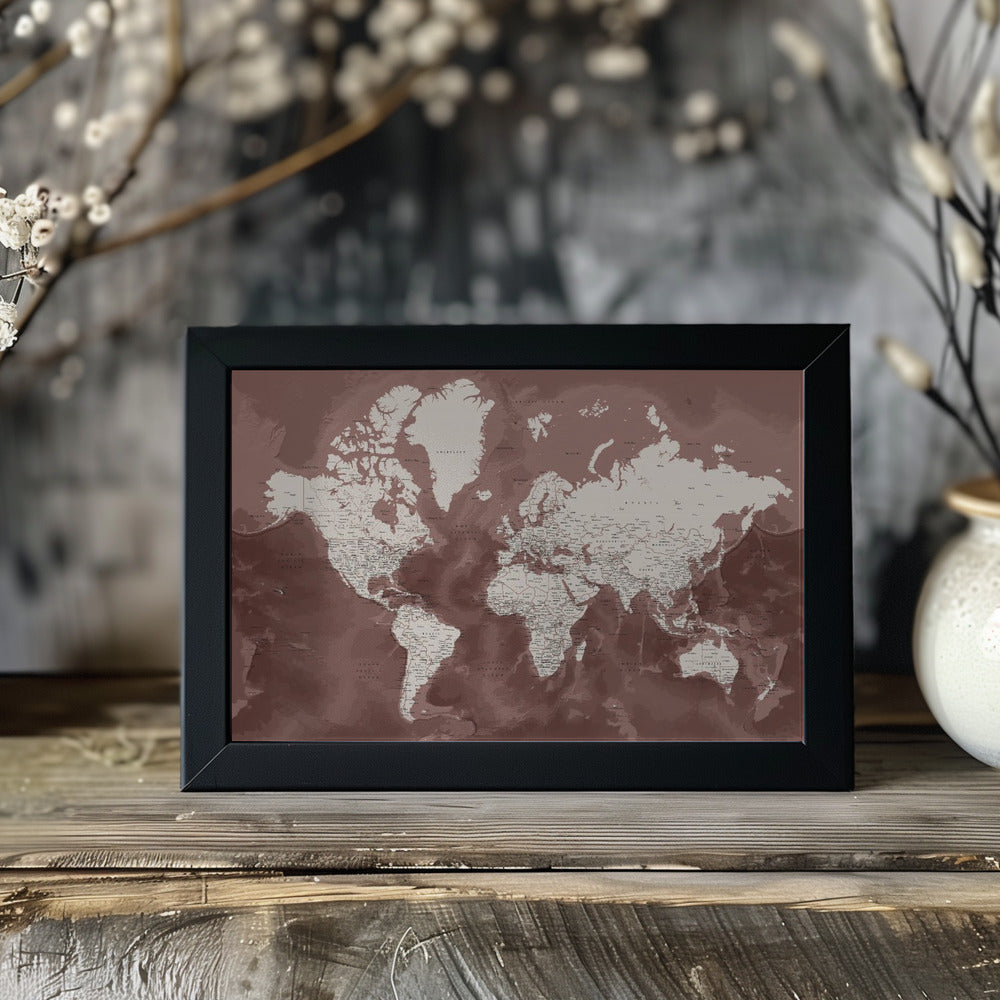 Poster - Detailed world map with cities, Hikmat