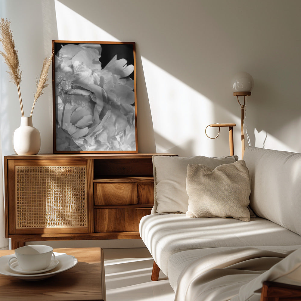 Plakat - Enjoy the little things peony BW