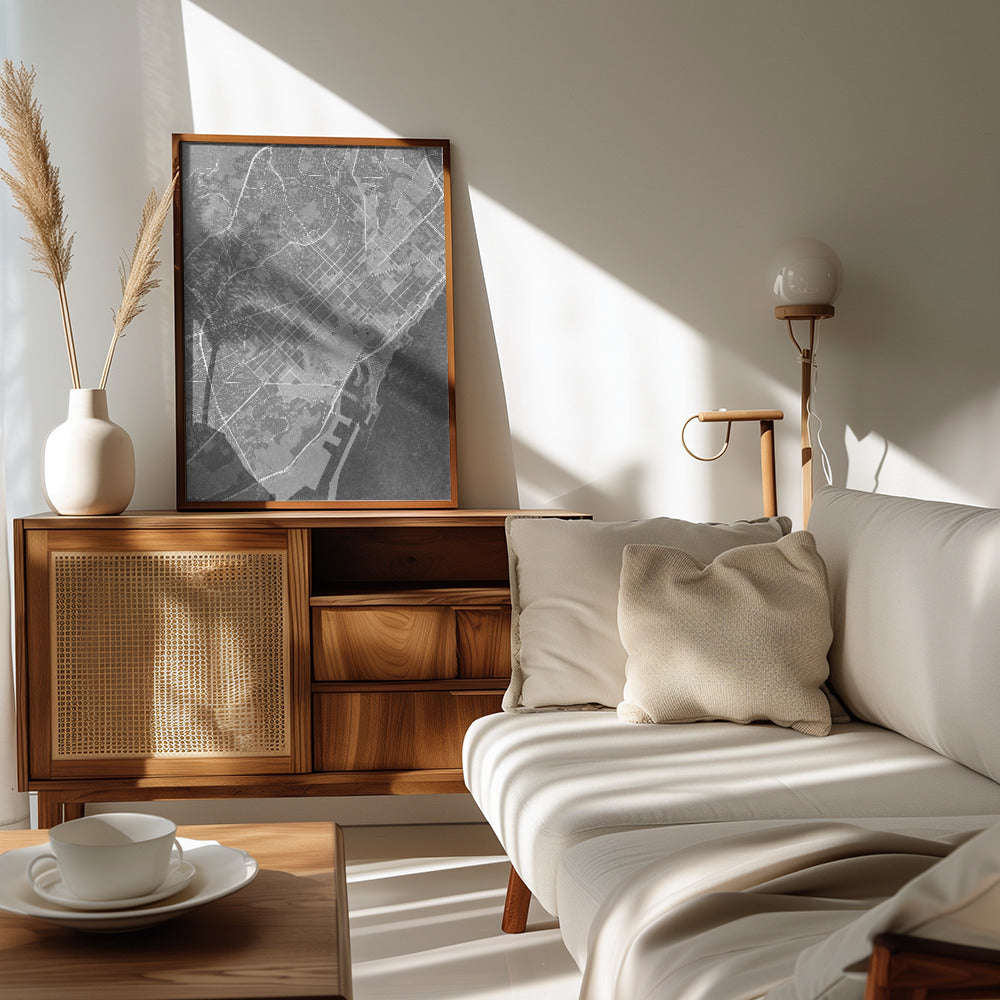 Plakat - Map of Barcelona (Spain) in gray vintage style
