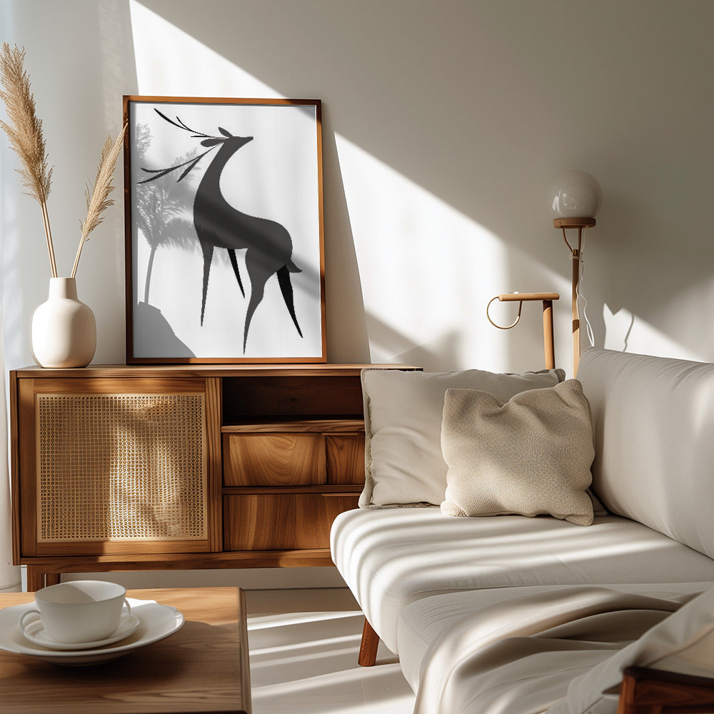 Poster - Stylized retro deer (grey)