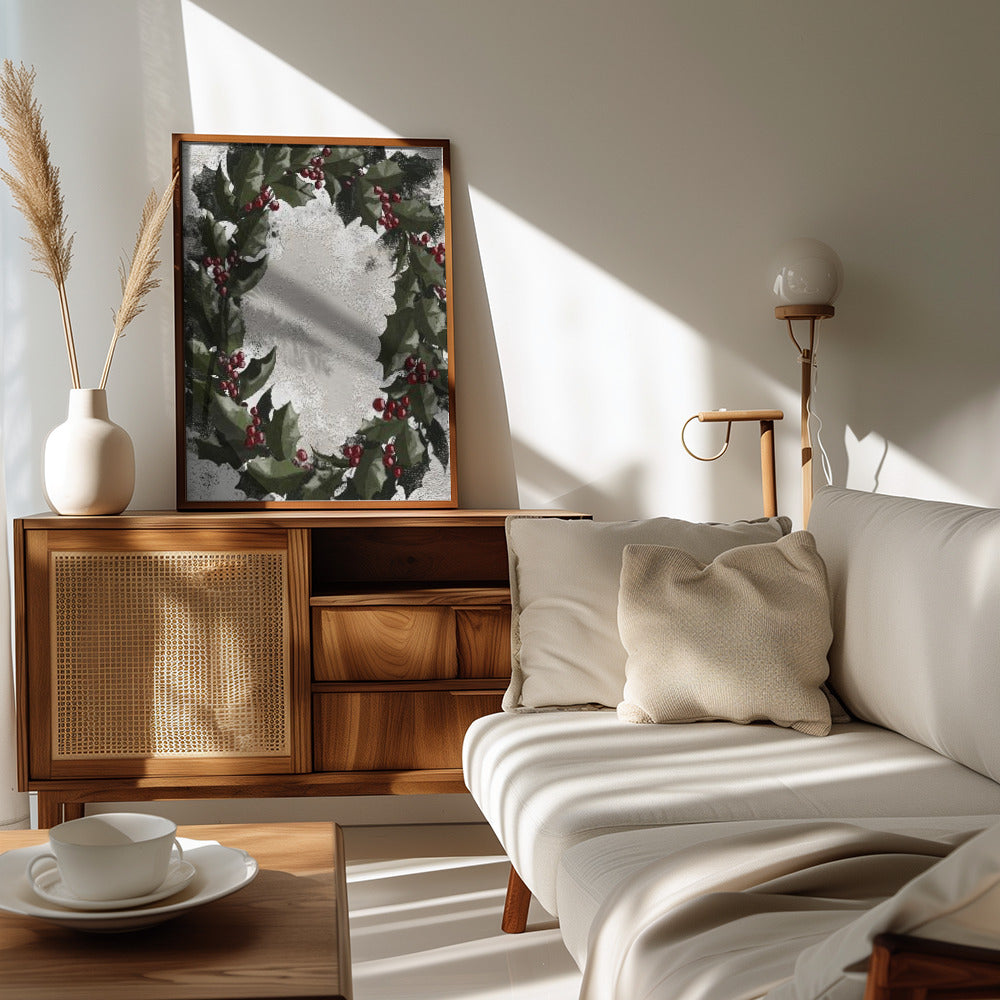 Poster - Antique holly wreath