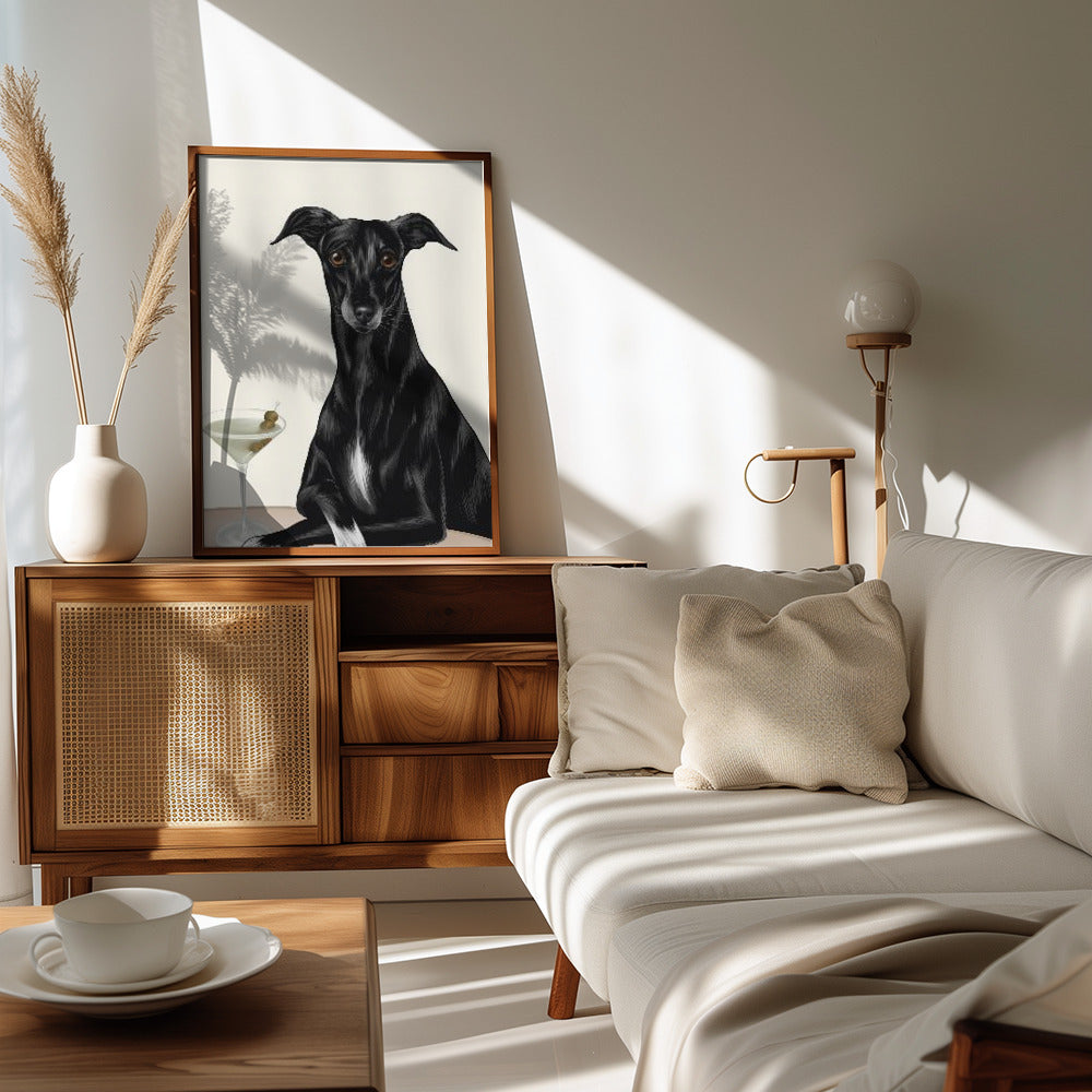 Poster - Classy Greyhound with Martini