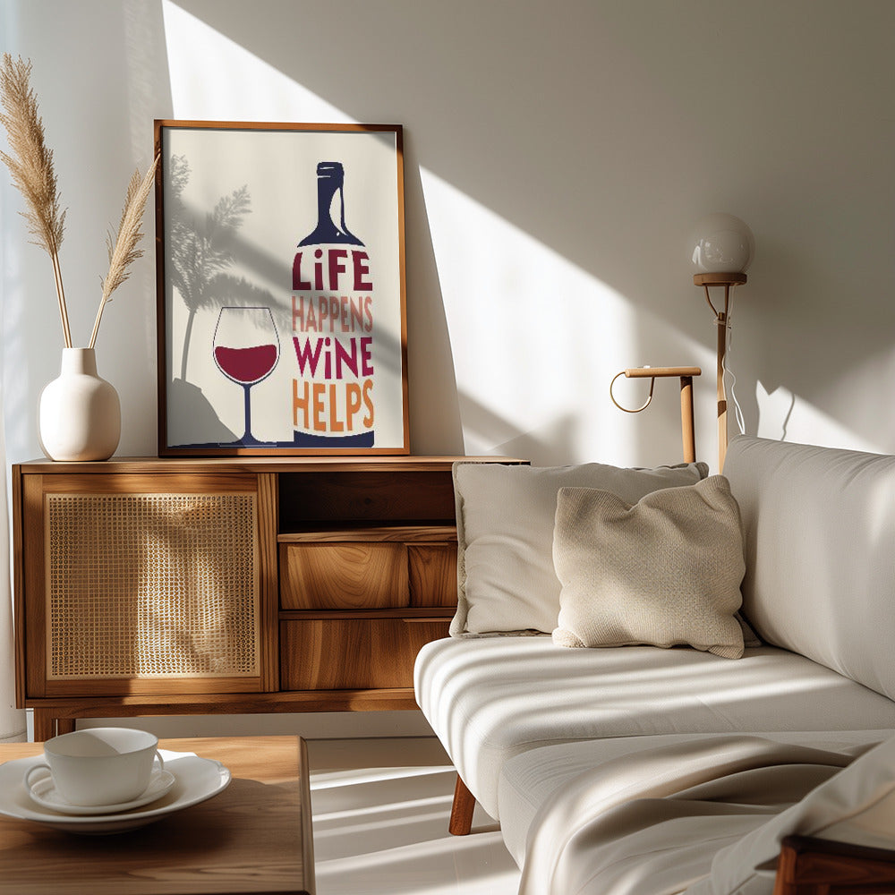 Poster - Life Happens, Wine Helps - Wine Quote