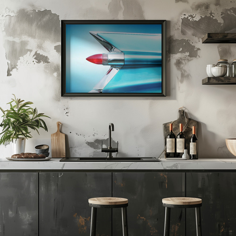 Poster - US classic car 1959 Sedan Deville tail fin abstract