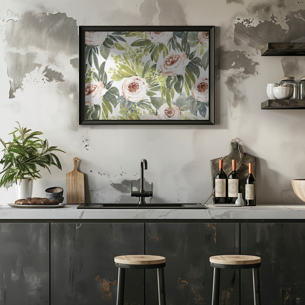 Plakat - Ananada watercolor botanical pattern