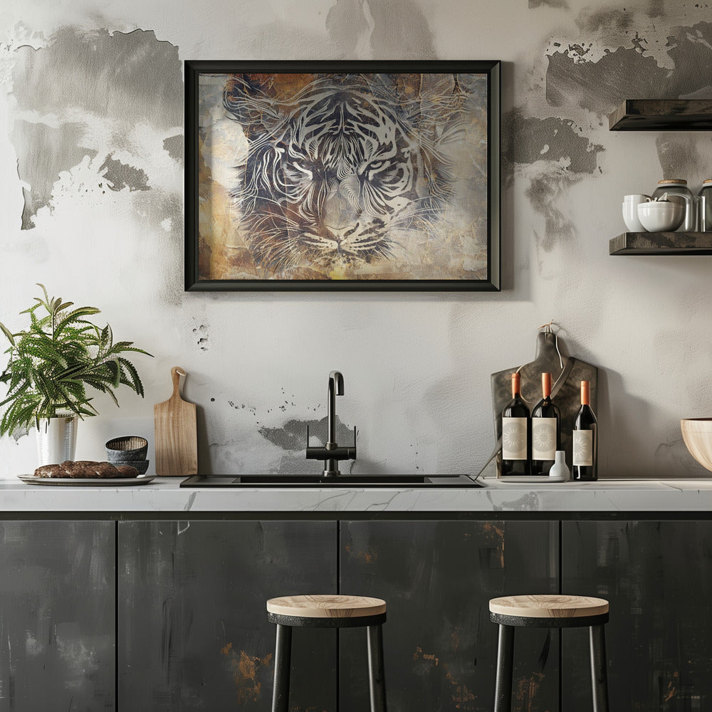 Poster - Tiger Animal Vintage Art Illustration Wallart 17
