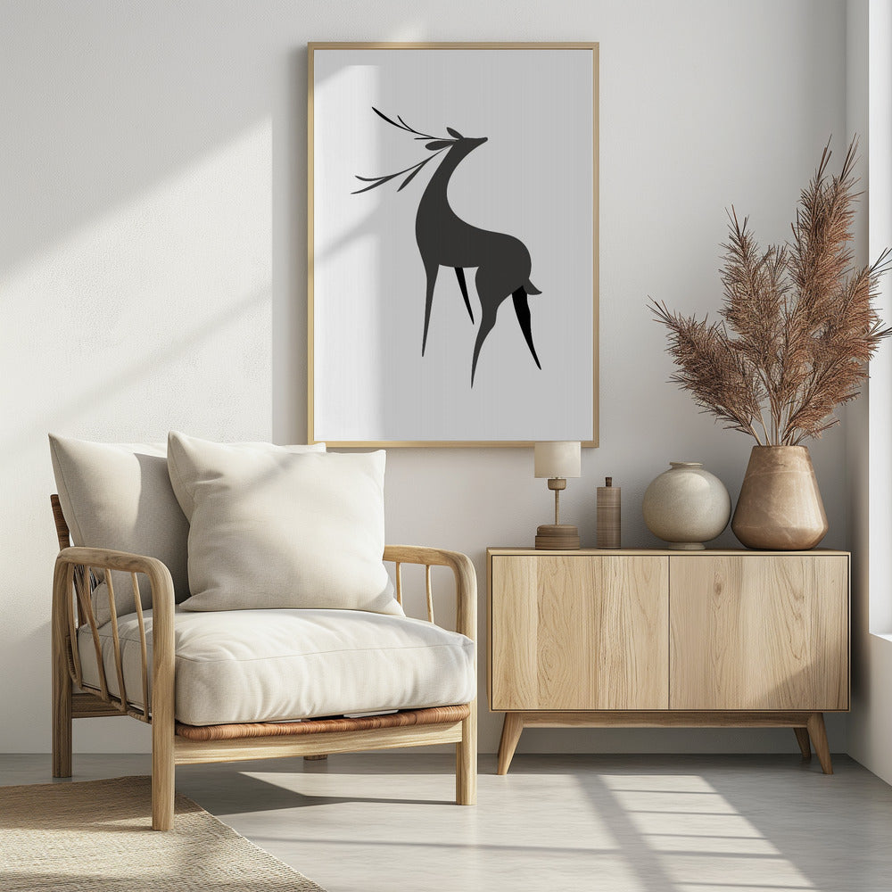 Poster - Stylized retro deer (grey)