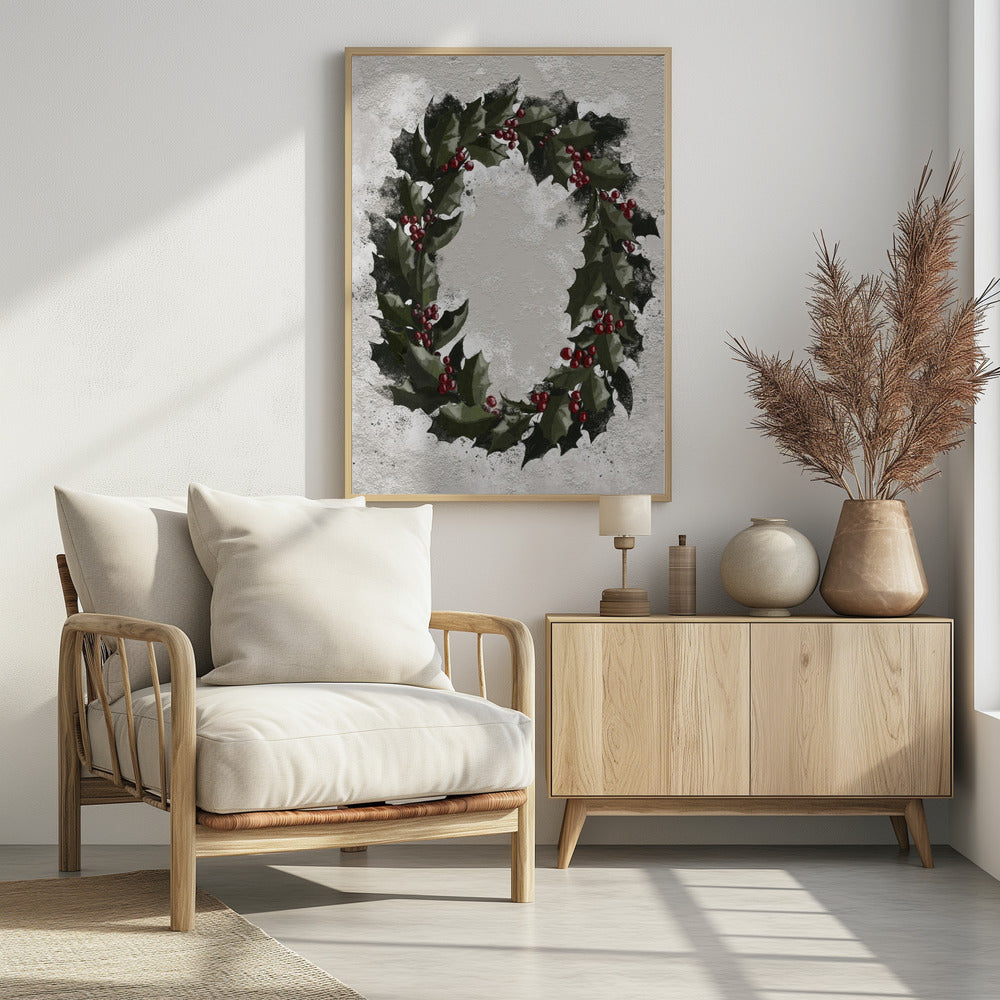 Poster - Antique holly wreath