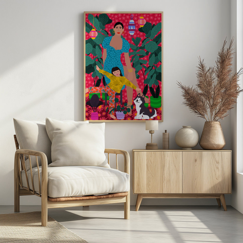 Plakat - Woman and Child the Garden - Admen.dk