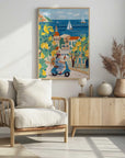 Plakat - Travel poster woman on the Amalfi coast, Italy