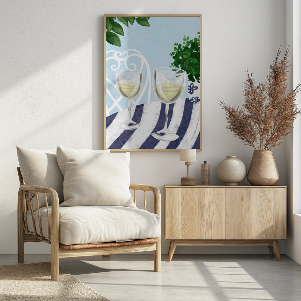 Poster - White wine under the tree