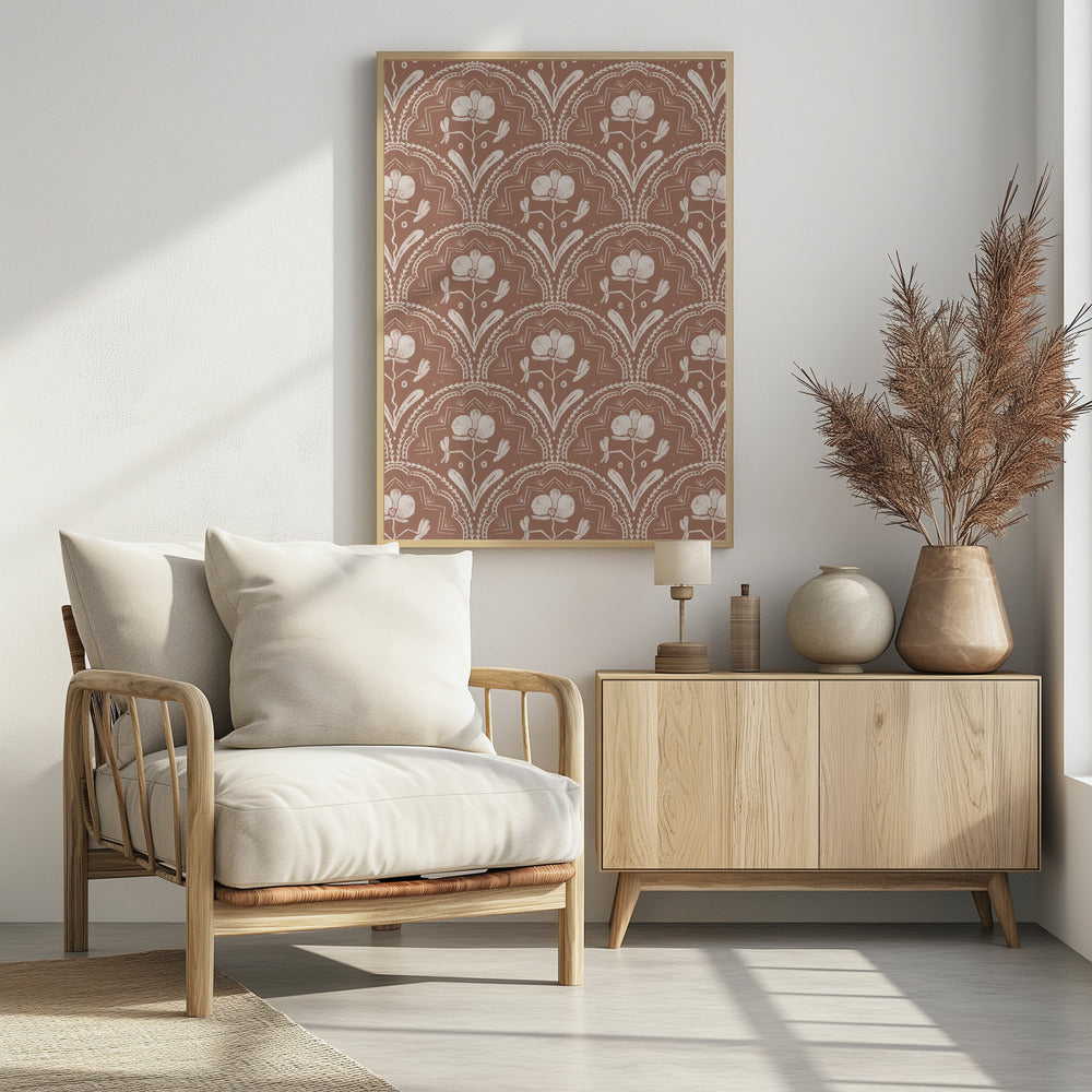 Poster - Boho Orchid Tiles Pattern