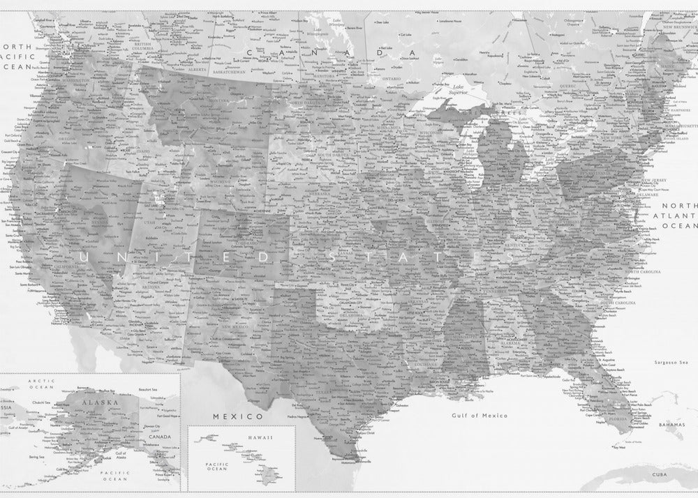 Poster - Highly detailed map of the United States Jimmy