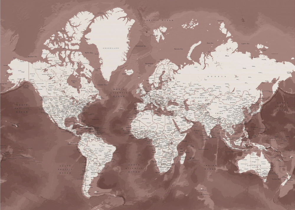 Poster - Detailed world map with cities, Hikmat