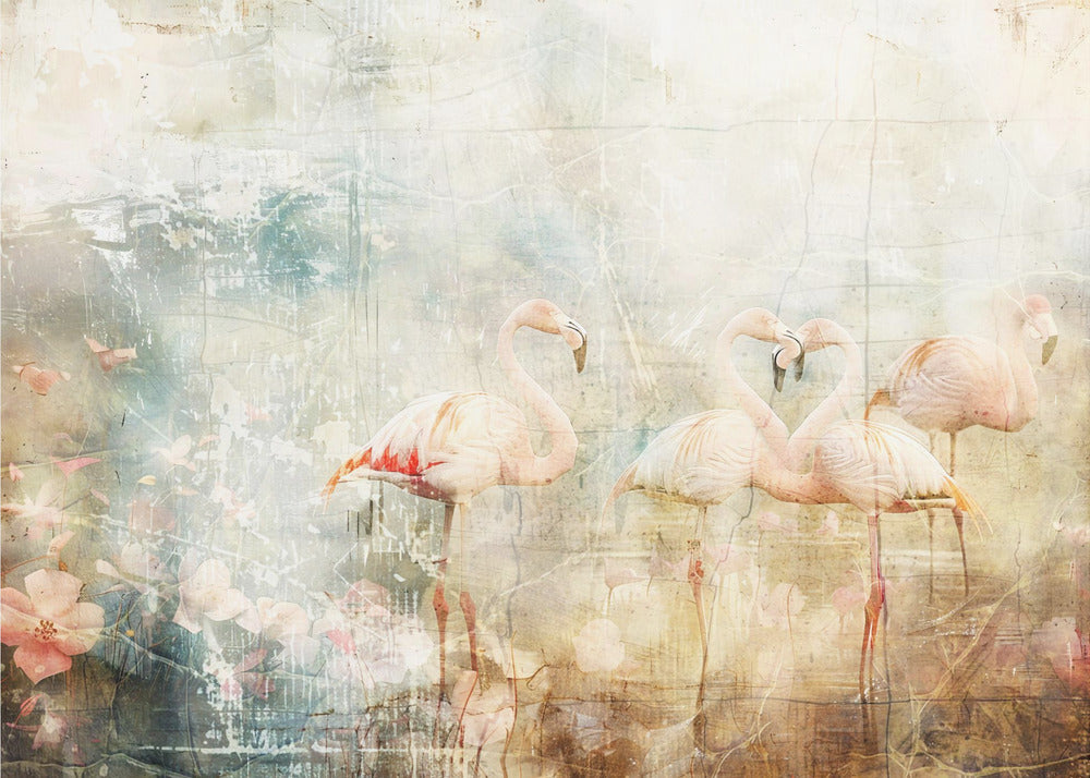 Poster - Flamingo Animal Vintage Art Illustration Wallart 05