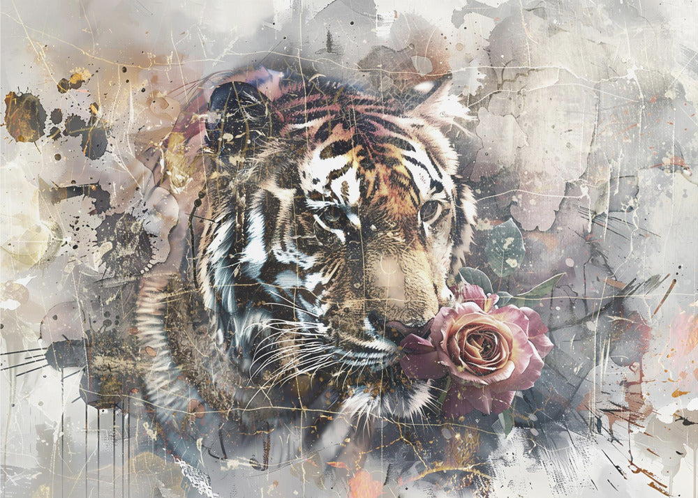 Poster - Tiger Animal Vintage Art Illustration Wallart 16