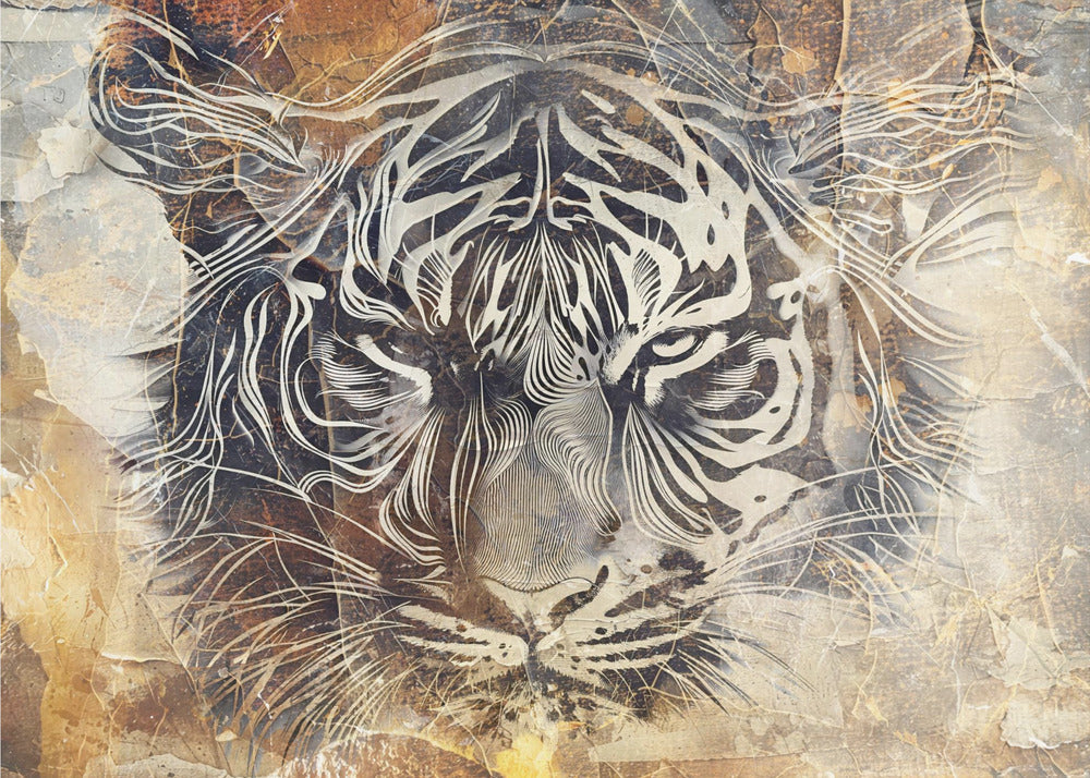 Poster - Tiger Animal Vintage Art Illustration Wallart 17