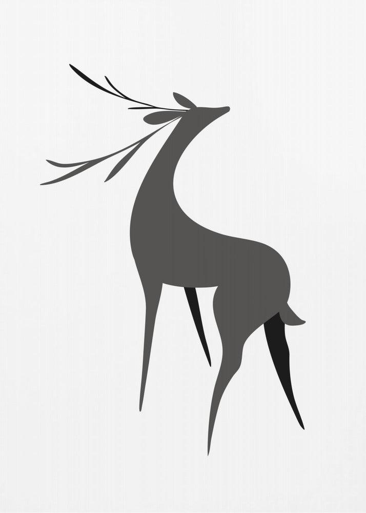 Poster - Stylized retro deer (grey)