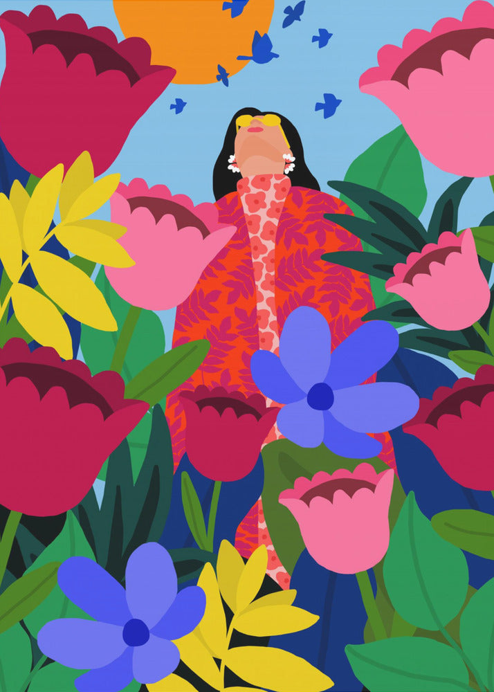 Plakat - Woman in Flower Garden - Admen.dk