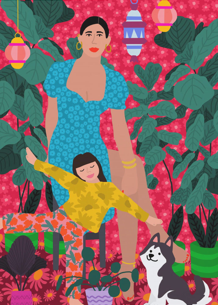 Plakat - Woman and Child the Garden - Admen.dk