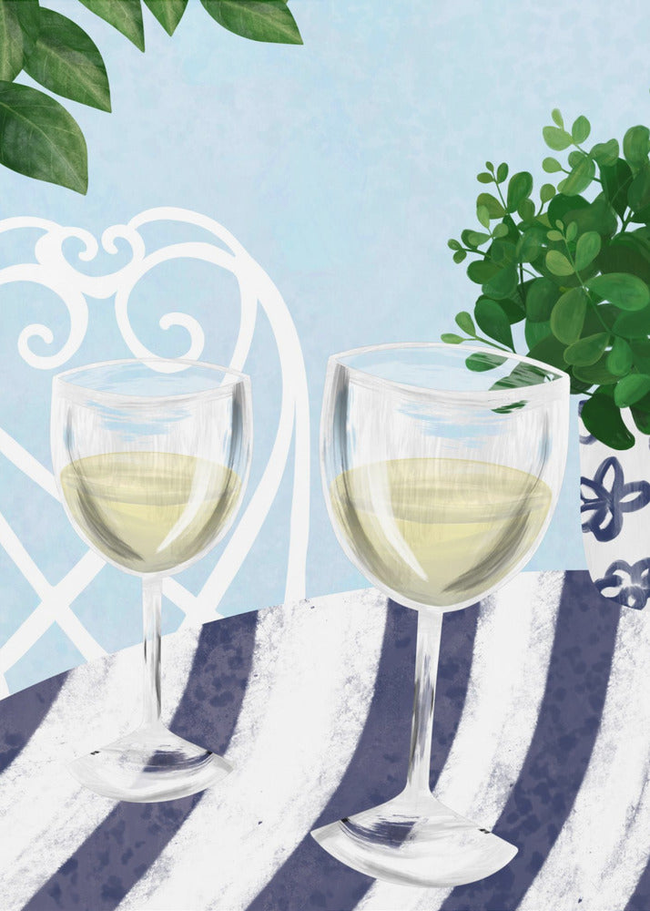 Poster - White wine under the tree