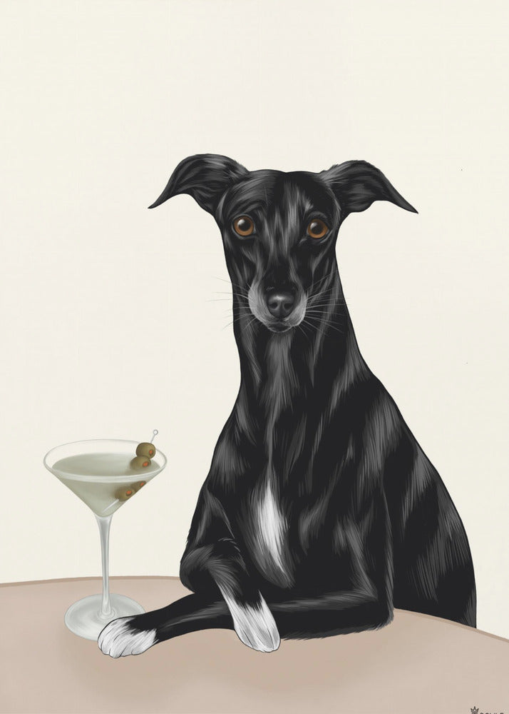 Poster - Classy Greyhound with Martini