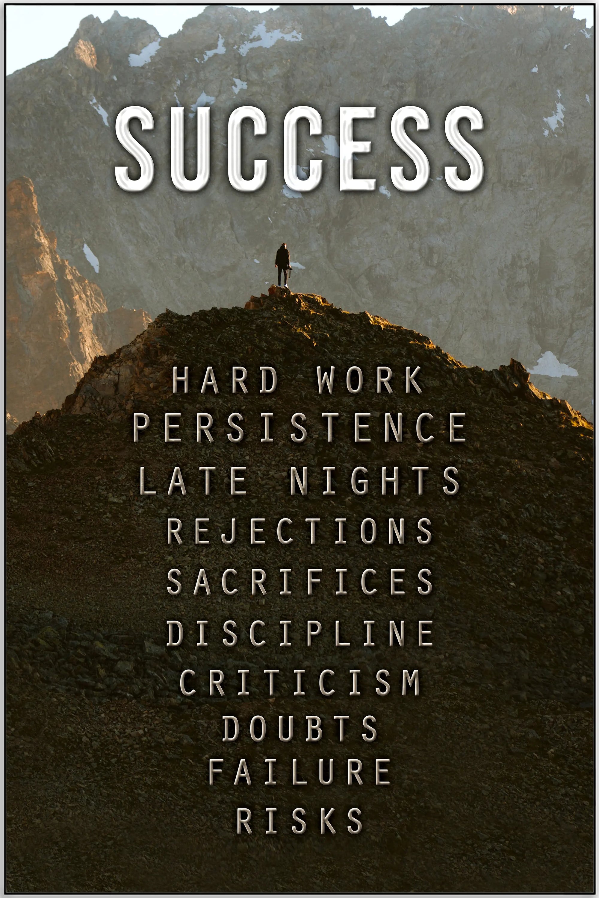 Plakat - Success hard work citat - Admen.dk